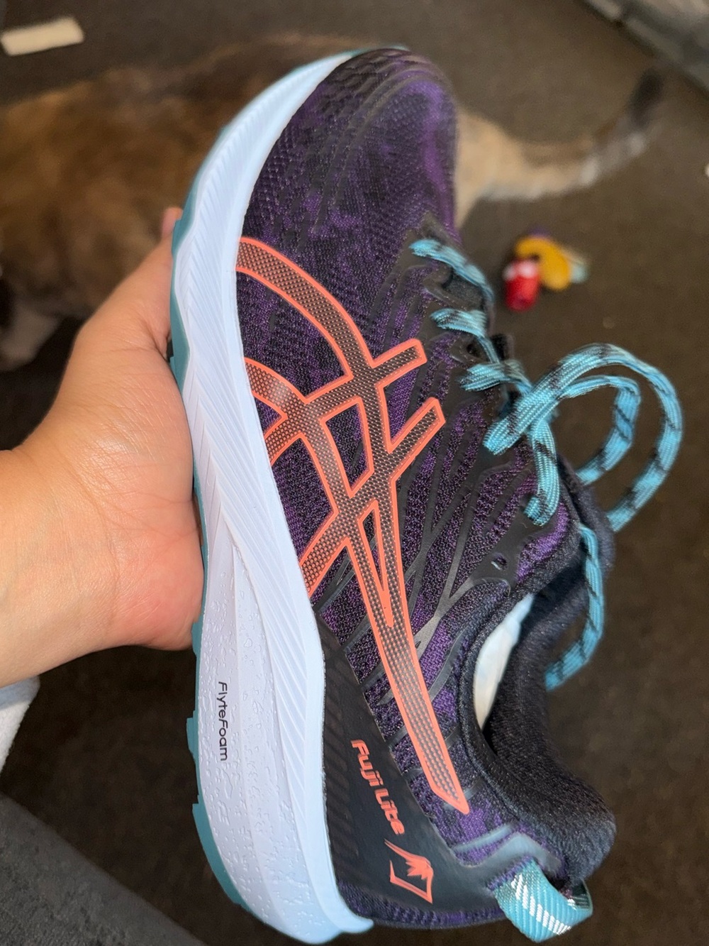 Asics Women's Athletic Shoe in Purple with Coral and Teal Accents